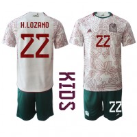 Fotballdrakt Barn Mexico Hirving Lozano #22 Bortedraktsett VM 2022 Kortermet (+ Korte bukser)